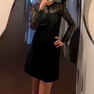 Sandro Deep Green long sleeve lace dress